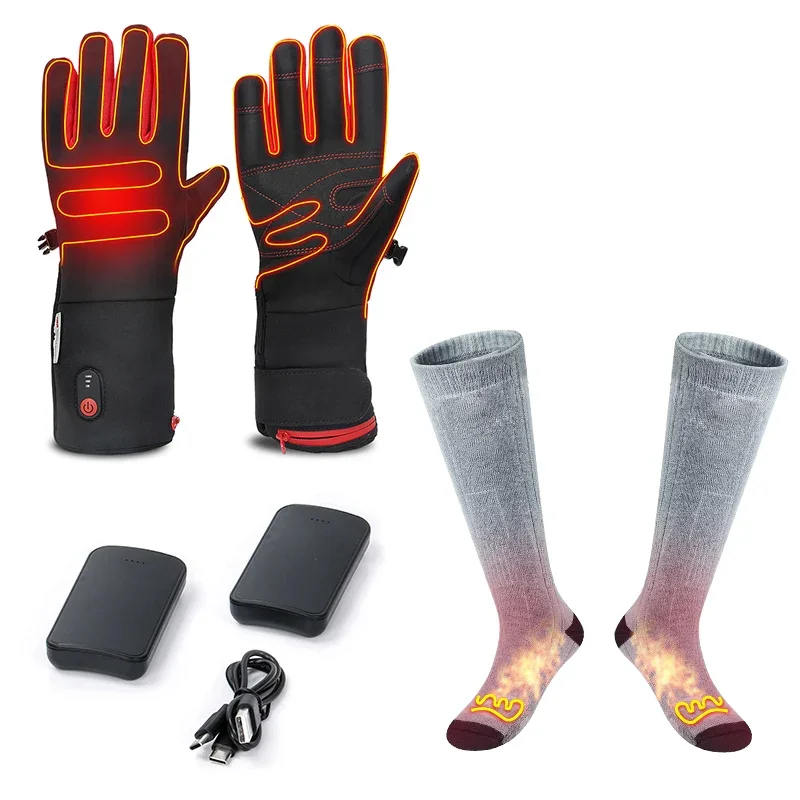 

Must-have Warm Christmas gift set In Winter Ski Motorcycle Sport Portable Battery Rechargeable Heating Gloves Warm Socks