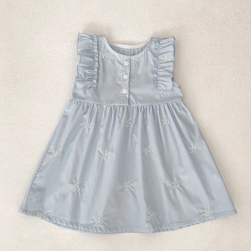 2025 New Summer Kids Princess Dresses Sleeveless Cotton Embroidery Infant Baby Romper Baby Girl Party Dress Sister Clothing