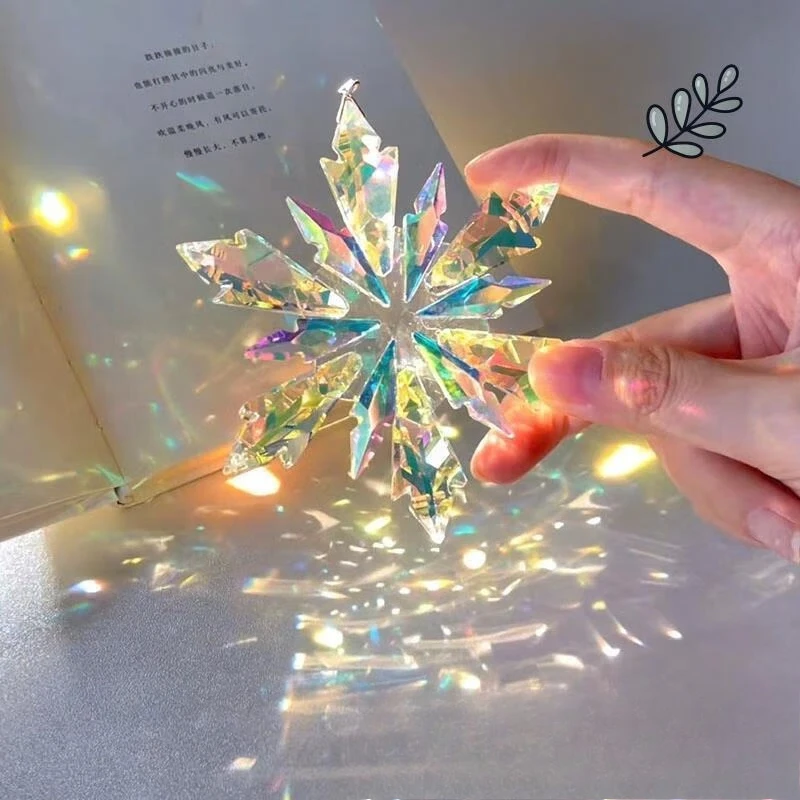 1pcs Christmas Crystal Snowflake Sun Catcher White Crystal Hanging Pendant for Tree Decor Car Party Balcony Xmas Gift Ornament