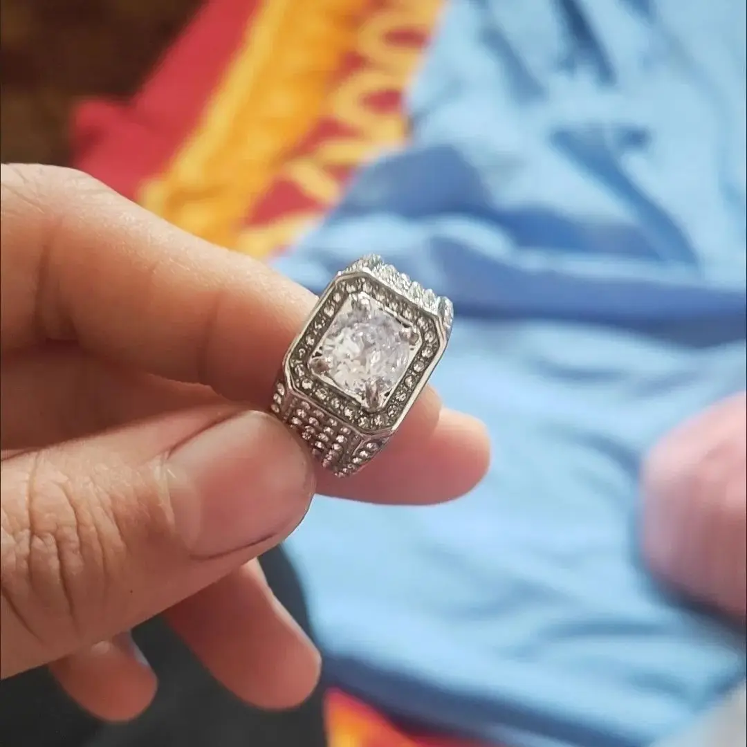 بيع 7-13 الأبيض الذهبي مثلج خارج الهيب هوب خواتم الخطبة تشيكوسلوفاكيا الخنصر الرجال النساء كامل كريستال الدائري