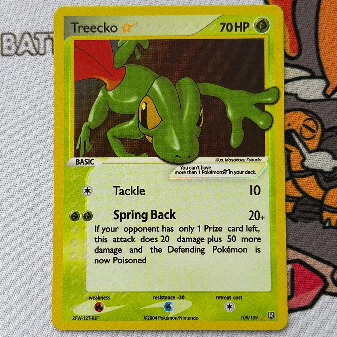 

DIY Proxy 2004 Pokemon Ex Team Rocket Returns Treecko Star # Коллекционная карта 109 Holo PTCG: Классический аниме-подарок