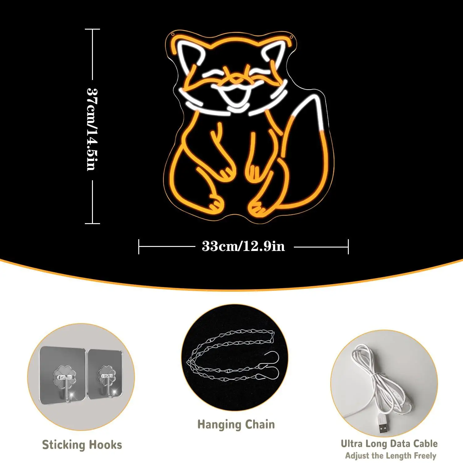 Cute Fox Neon Sign Dimmable LED Light for Nursery Bedroom Living Room Pet Shop Zoo Playrooms Wall Decor Gift for Animal Lovers