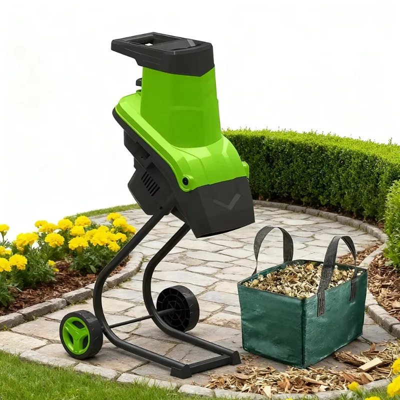 Vertak Electric Garden Shredder Portable Branch Chipper with Wheels Efficient Leaf & Branch Shredder for Yard Waste Management