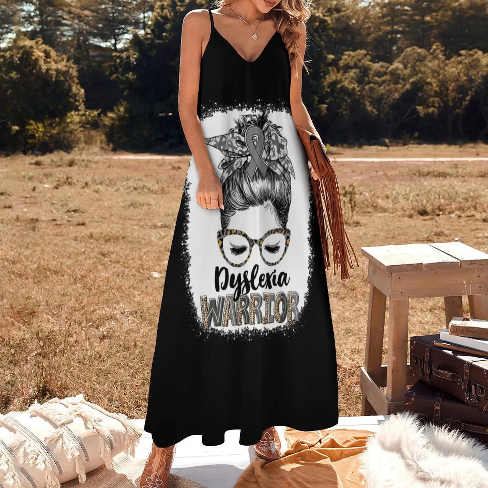 Messy Bun Leopard Dyslexia Warrior Sleeveless Dress dress for women summer dress for women african dresses for woman