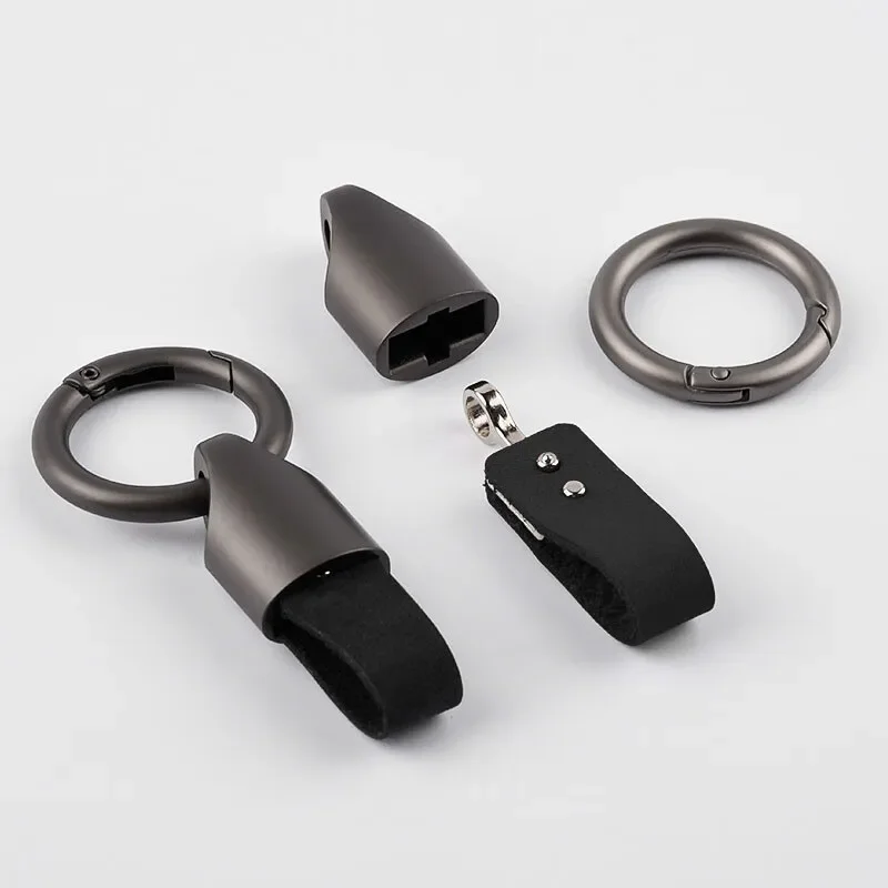 Cowhide Leather Keychain Durable Leather Key Ring Buckle Carabiner Car Pendant Key Holder Luxury High-end Car Key Accessory image 2
