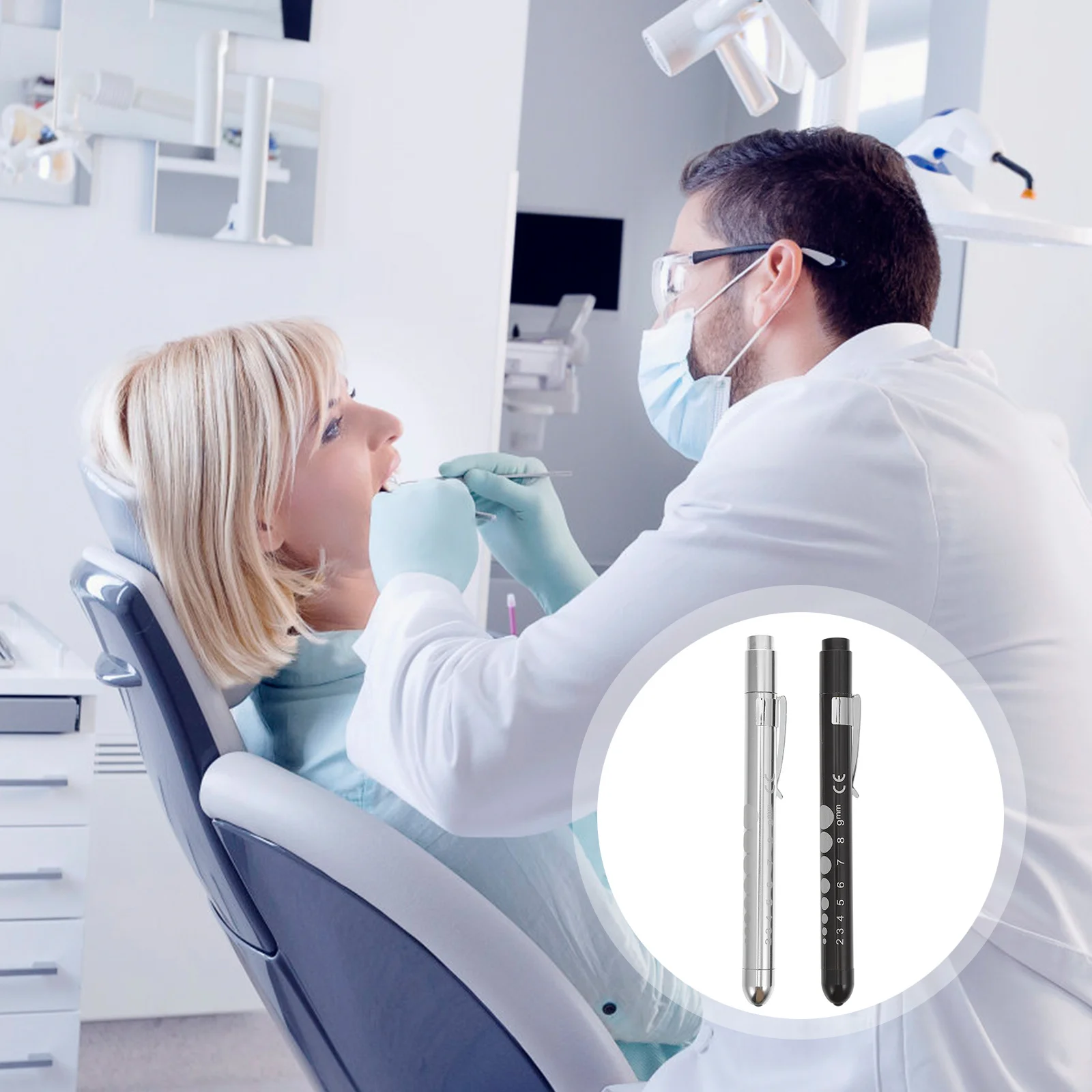 Escala de regla corporal de aluminio duradera pequeña médica Led, 2 uds., para inspección de médico y enfermera, uso negro y plateado