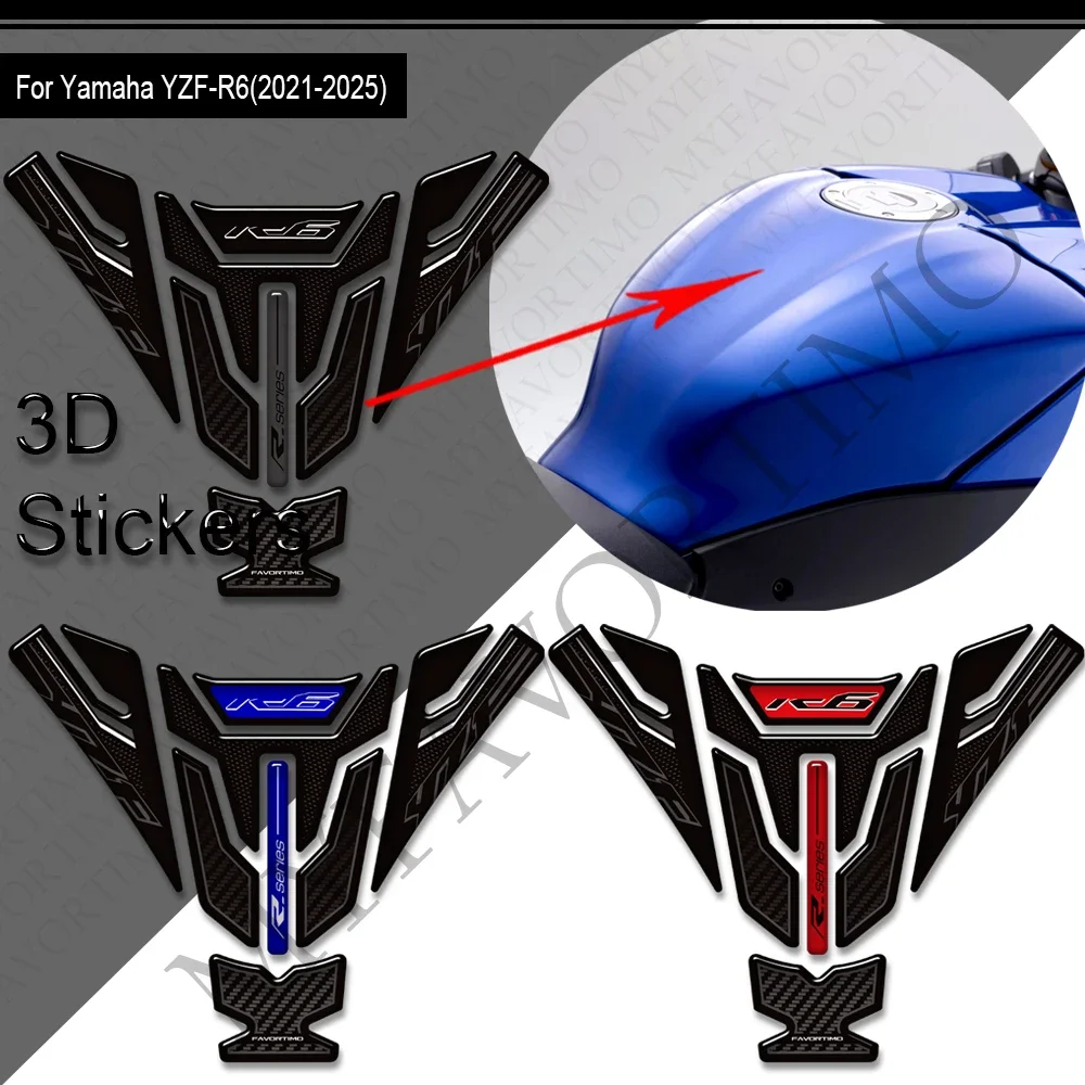 Motorcycle For YZF-R6  2017 - 2025 Tank Pad TankPad Cap Grips Gas Fuel Kit Knee Stickers Decals Protection YZFR6 YZF R6
