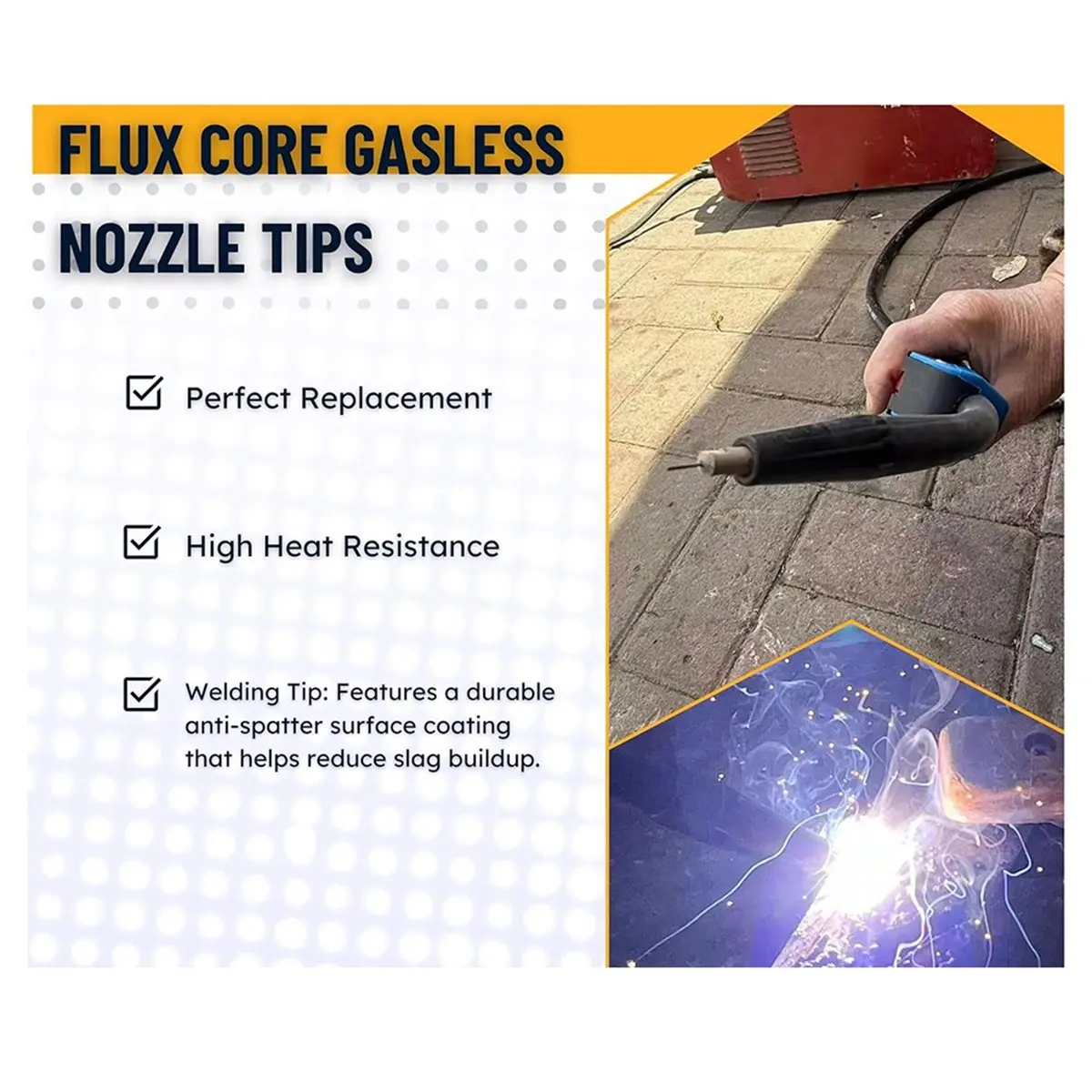 Budget-Friendly-14pcs Flux Core Gasless Nozzle Welding Kit with Non-Stick Coating, Ceramic Welding Tips Replacement (Coated .030