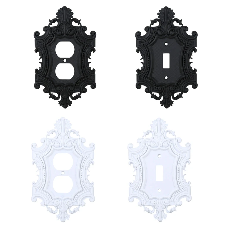 Plastic Wall Plate Trim with Ornate Raised Relief Ornamentation for Traditional