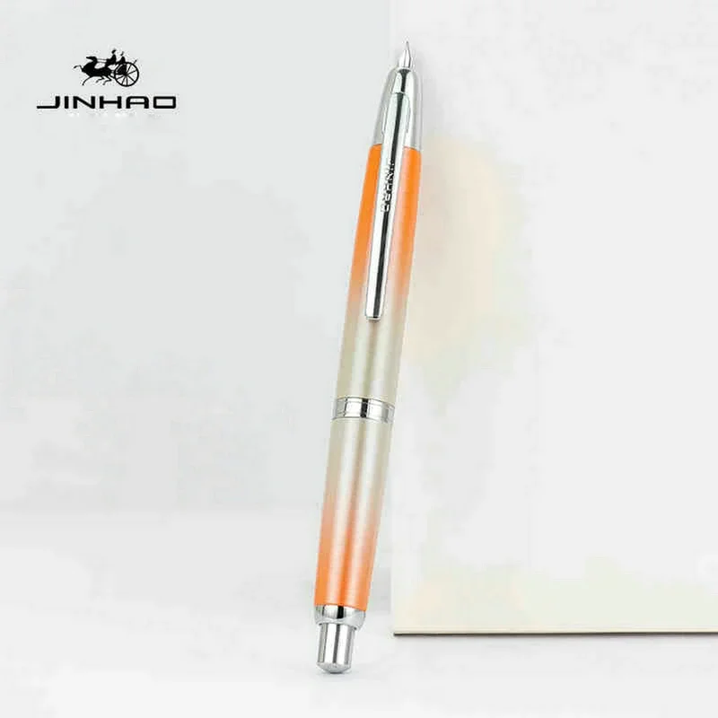 

JINHAO 10, высококачественная ограниченная серия, цветная выдвижная перьевая ручка EF/F, перо с конвертером чернил, градиент, оранжевый