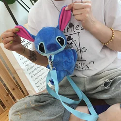 Disney-Bolso Diagonal de felpa para niñas, bolsa de hombro portátil de 22cm con dibujos animados de Stitch, regalo de cumpleaños y Navidad