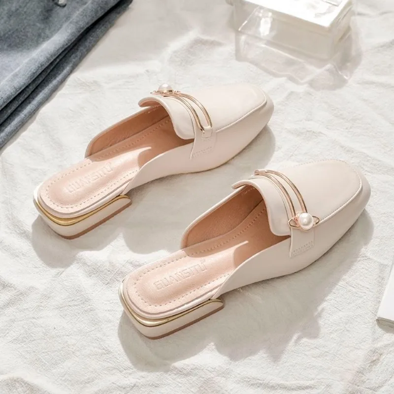 Women\'s Slippers and Ladies Sandals Soft Shoes Flat Outside Sabot Mules Slides Off White Normal Summer Footwear 2024 Luxury Eva