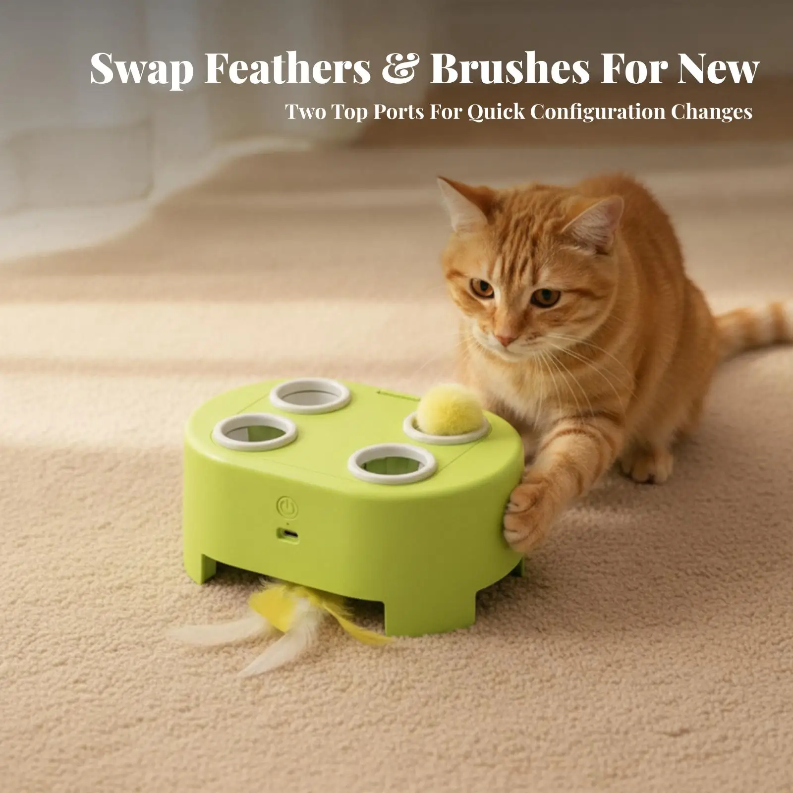 Cat Toy with Feather Teaser Compact Automatic Cat Teaser Long-Lasting for Home