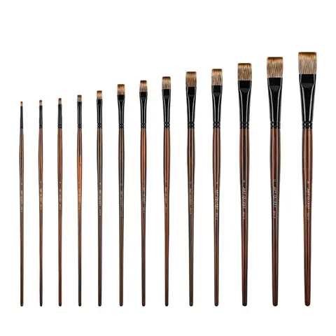 ArtSecret 한국 합성 플랫 헤어 나무 손잡이, 아크릴 및 오일 드로잉용 아트 페인팅 브러시, 1PC, 2014F
