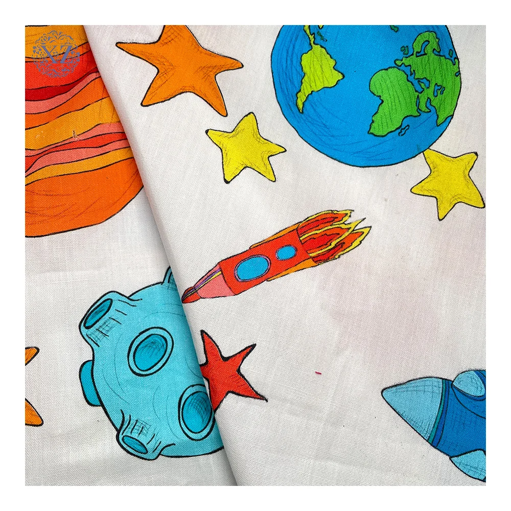 Factory Fast Delivery Woven 40s Cartoon Print T Shirt Cotton Fabric Roll Textile 100% Cotton Poplin Printed Fabric