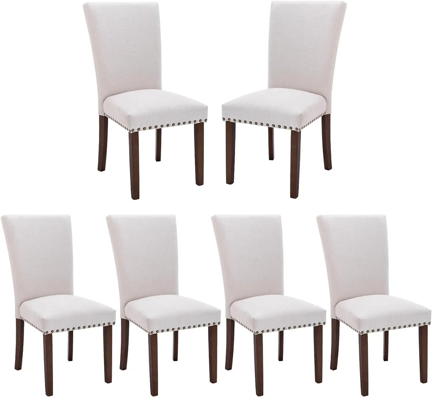 

COLAMY Upholstered Parsons Dining Chairs Set of 6, Fabric Dining Room Kitchen Side Chair with Nailhead Trim and Wood Legs