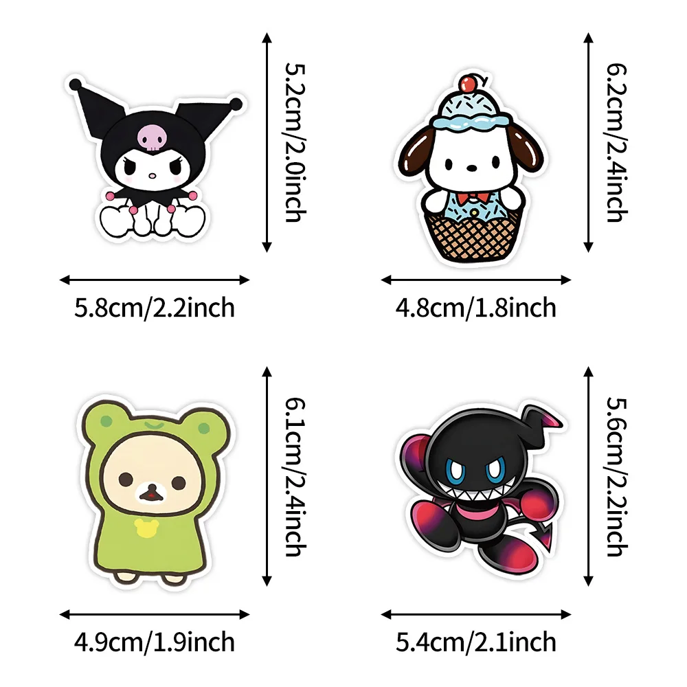 Paquete de pegatinas de Sanrio para niños, calcomanías impermeables de Hello Kitty, Kuromi, My Melody, Pompón, Cinnamoroll, 10/30/50 piezas