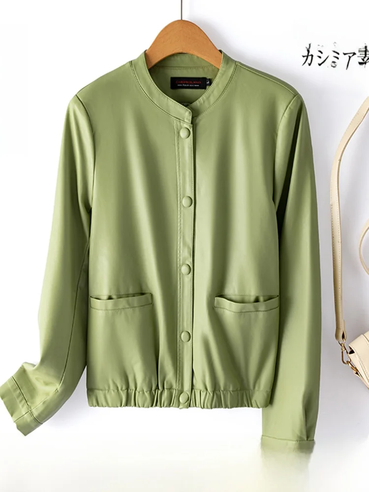 

Faionable ort Leather Jaet Women's 2025 New Spring Autumn eep Leather Casual Motorcycle Jaet plus Size Trendy