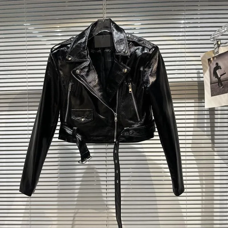 Girls' Leather Jacket Children's Korean Version Spring and Autumn New Style PU Leather Jacket Motorcycle Jacket Leather Jacket