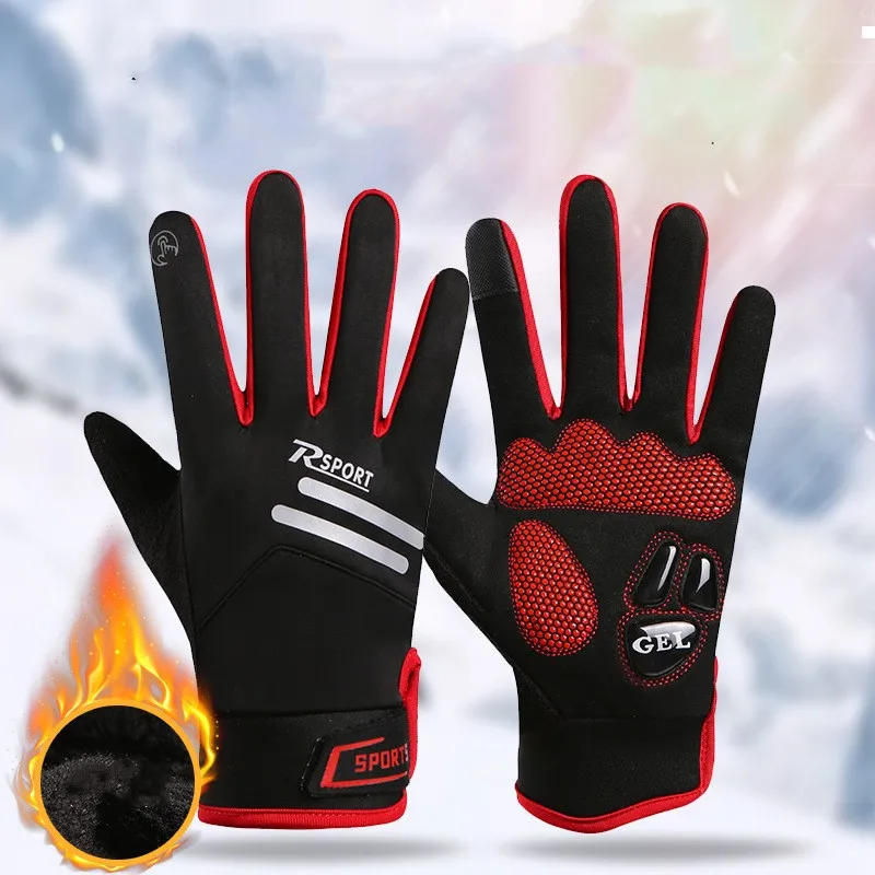 Guantes Térmicos antideslizantes para deportes al aire libre, manoplas cálidas de lana para esquí, bicicleta, motocicleta, Scooter, nieve, accesorios de Snowboard, Invierno