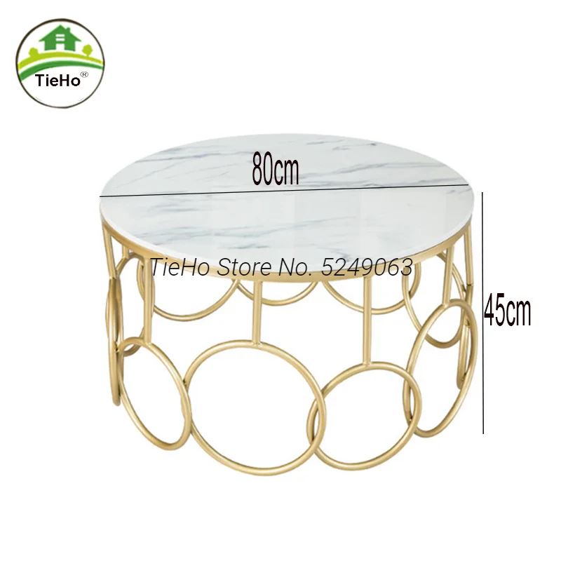 Tasse Incluse Tavolino da salotto in marmo di lusso nordico tavolino da salotto tavolino rotondo piccolo appartamento di grandi dimensioni 80X45cm