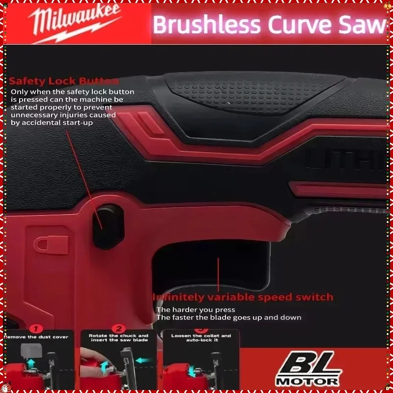 ميلووكي 3000 دورة في الدقيقة منشار منحني بدون فرش منشار كهربائي لاسلكي محمول قابل للتعديل أداة كهربائية لأعمال النجارة