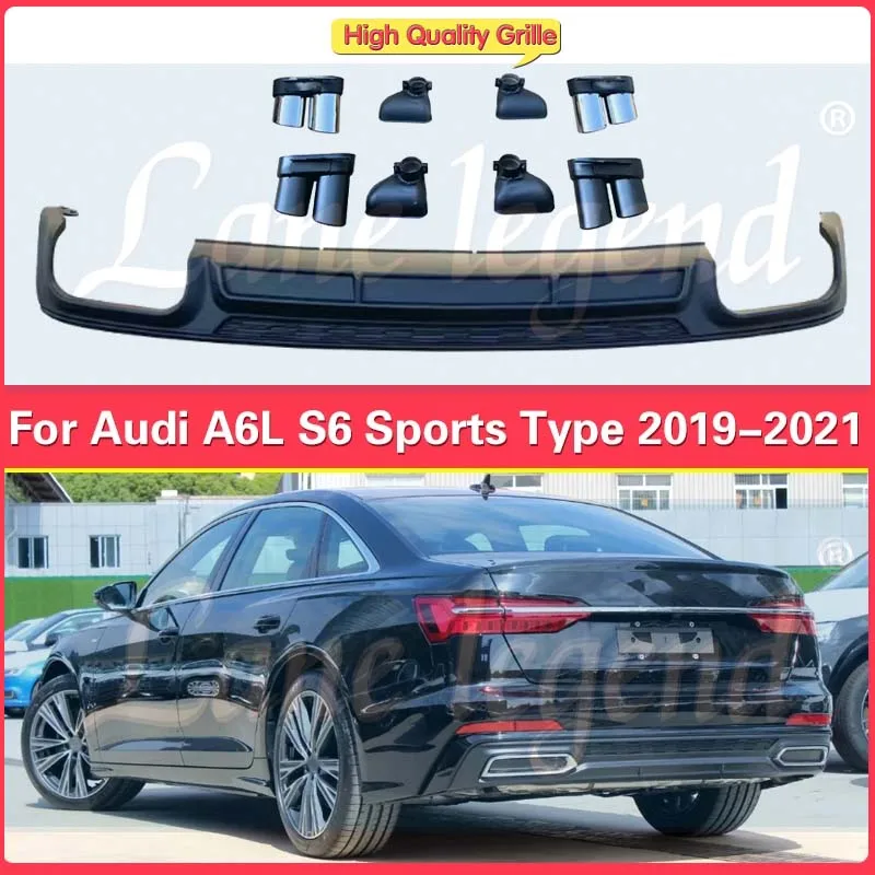 

Car Rear Bumper Lip Spoiler Diffuser Guard Exhaust Plate Splitter For Audi A6L A6 sports 2019-2023 Modify to S6 Style Styling