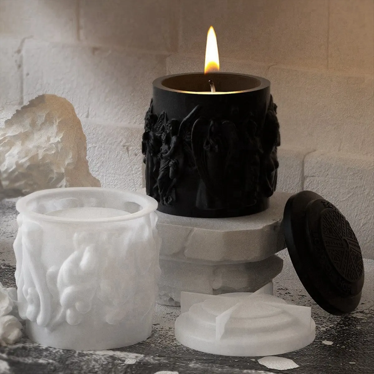 ABJX Candle Jar Silicone Mould Set - Gypsum and Refill Mold for Xmas Home Decor, Candle Cup DROP SHIPPING