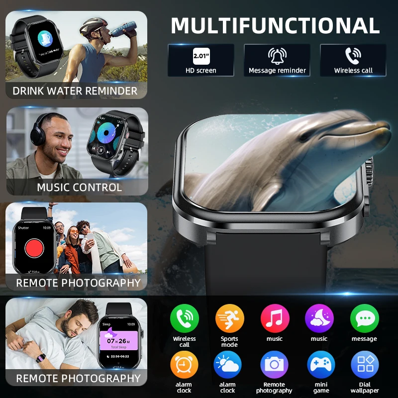 LIGE New Smartwatch Men Women AI Voice Bluetooth Call Sport Fitness Health Monitor Watches 2.01” HD Large Screen Smart Watch Man