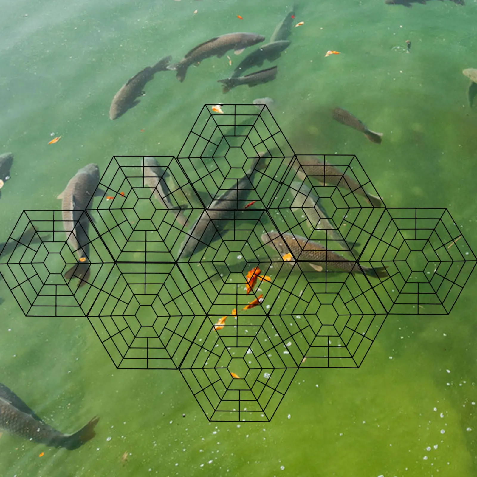 10Pcs Hexagonal Fish Guard Net Premium Nylon Pond Protector Strong Waterproof Bird Deterrent for Koi Garden Fish Safety Mesh view 4