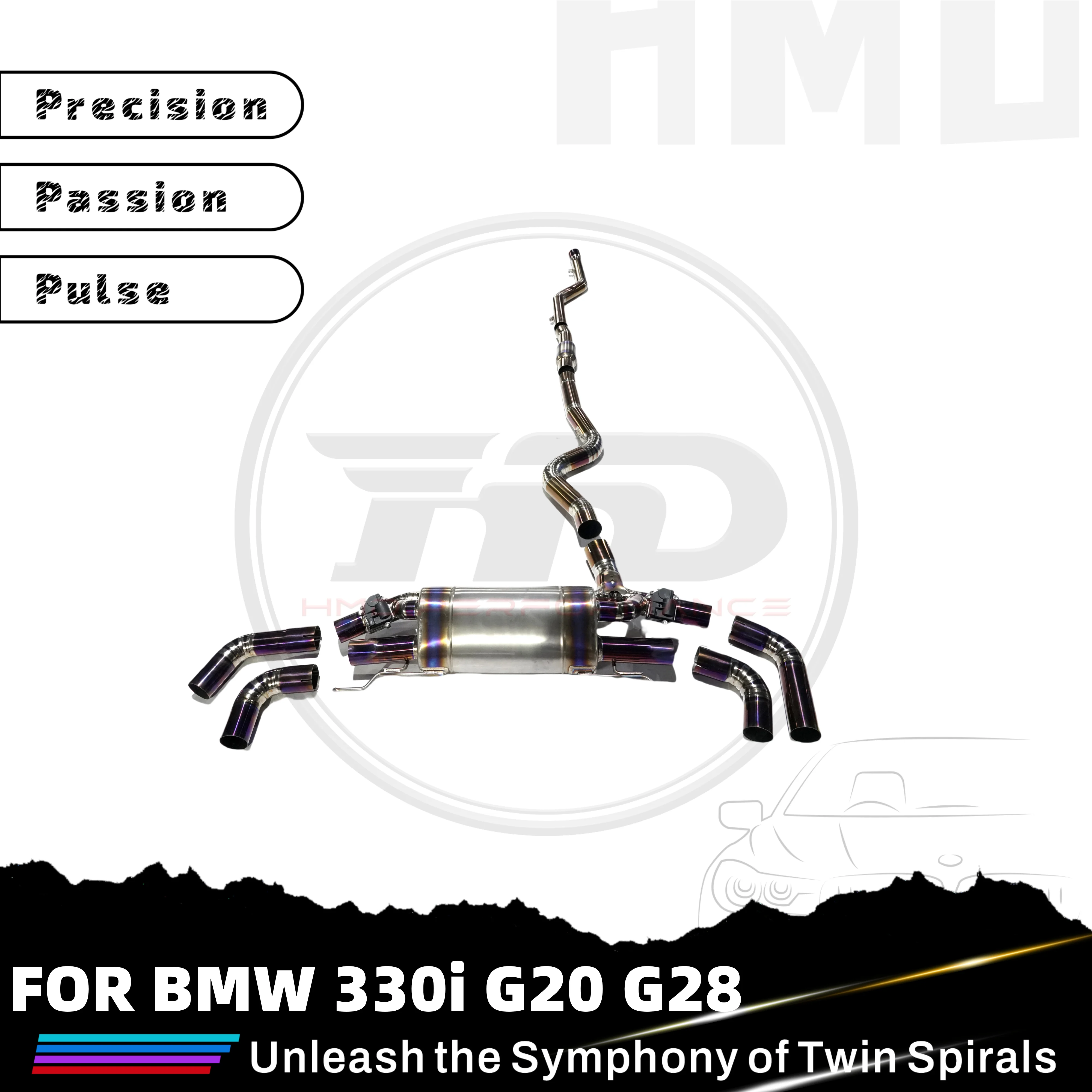 

HMD Высокоточный Catback для BMW 330i G20 G28 Электронный клапан Ti Выхлопная система Высокая производительность