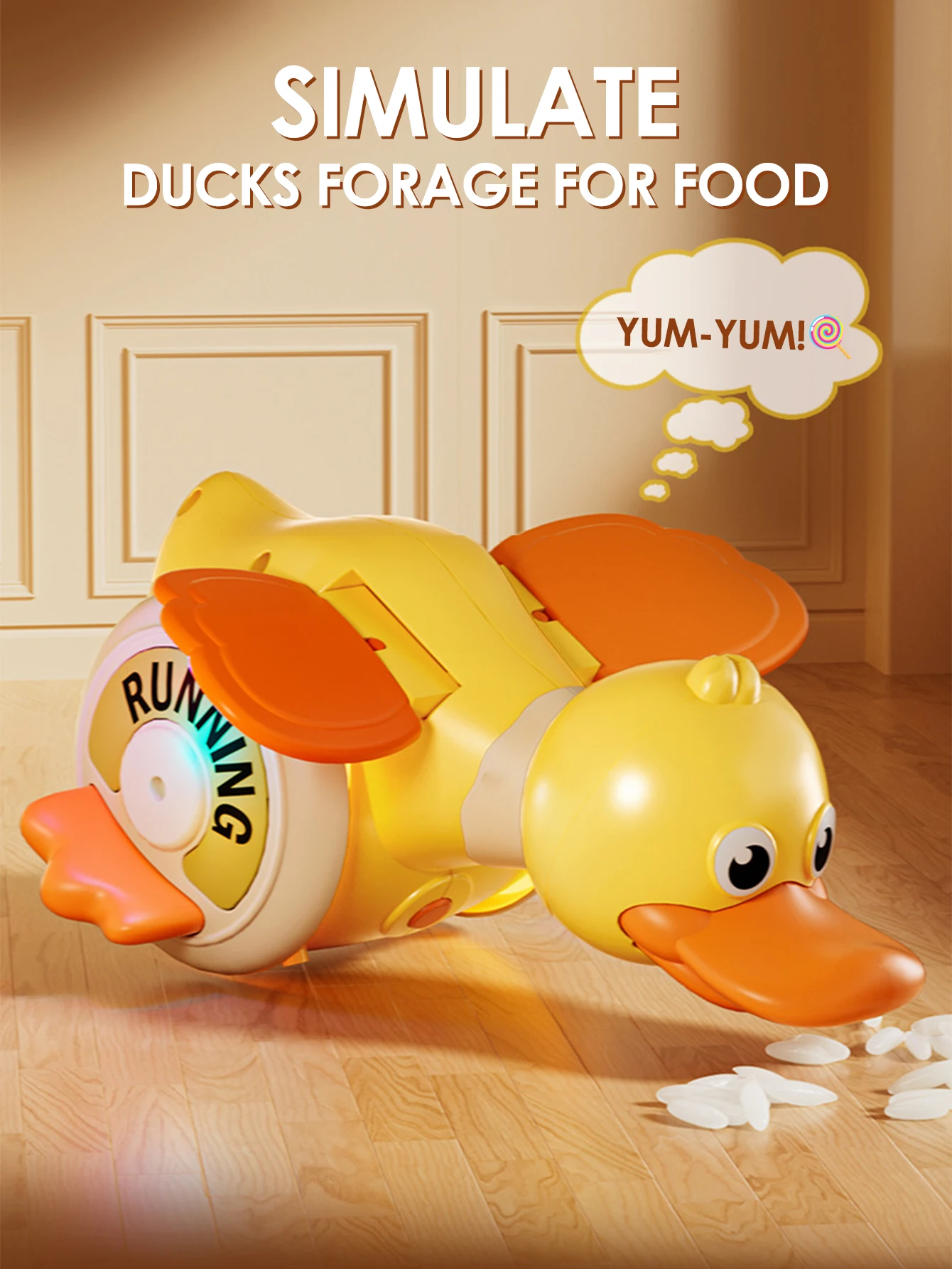 

Электрическая игрушка-утка с музыкальной подсветкой — интерактивное руководство для ползания, вращающаяся дрель-утка, подарки на Рождество и день рождения