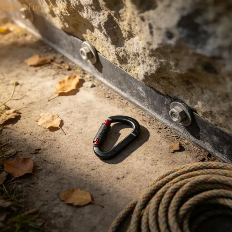 Gate-Nose Locking Carabiner with Textured Twist Sleeve for Climbing Rope, Flat Bands, and Outdoor Hanging Setups X7JD