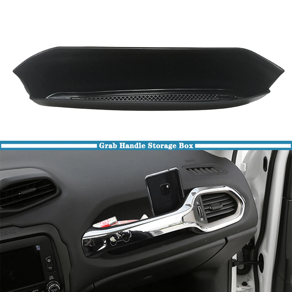 Co-pilot Grab Handle Storage Box Organizers for Jeep Renegade 2015 2016 2017 2018 2019 2020 2021 2022 2023 Car Accessory Black