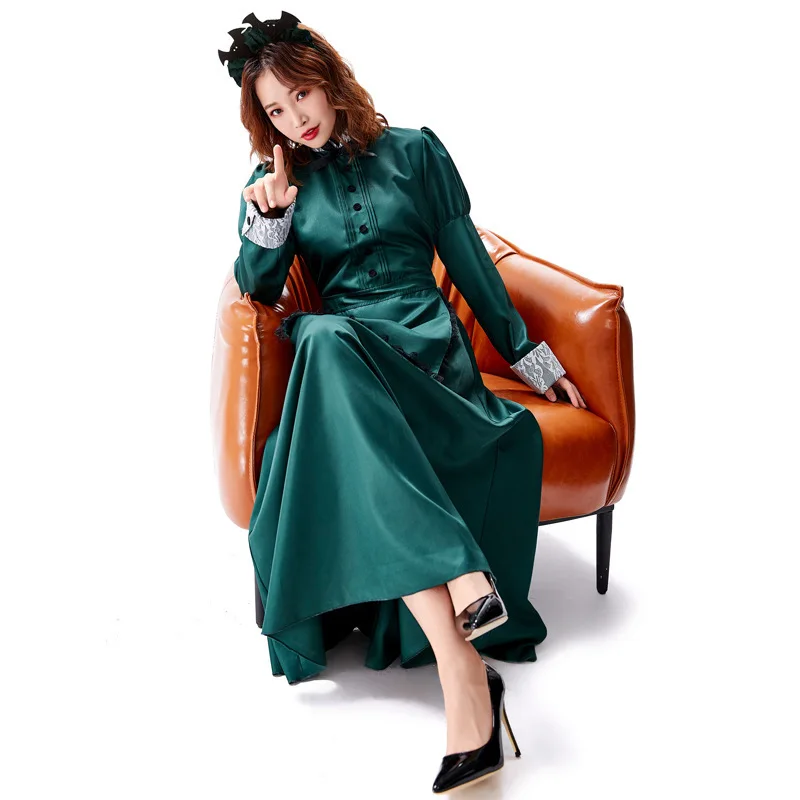 Ele lange rok meid kostuum Europese dame Halloween cosplay outfit Vintage dienaar orm dameskleding huishoudster Dr