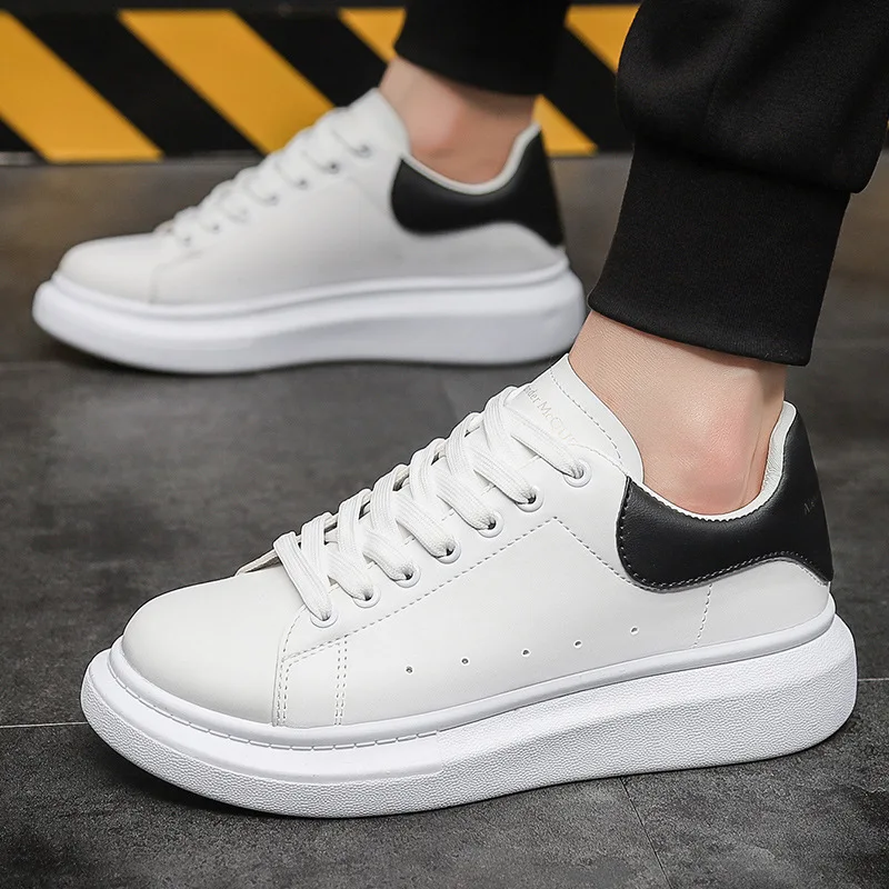 Men's Sports Leather Sneakers Thick Soled Shoes Height Increasing Flat Bottomed Driving Loafers Footwear Shoes