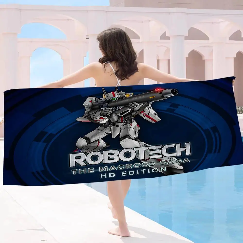 Manta de microfibra Anime R-Robotech, toallas de playa de secado rápido, toalla de piscina súper absorbente con estampado de gran tamaño