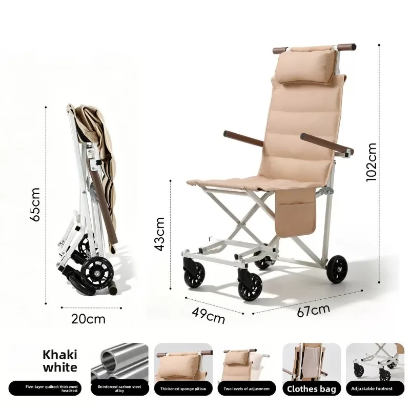 Outdoor Folding Chair Cart Lightweight Wheels Portable Family Elderly Travel Camping Chair Beach Chair Outdoor Chair Fishing - view 5
