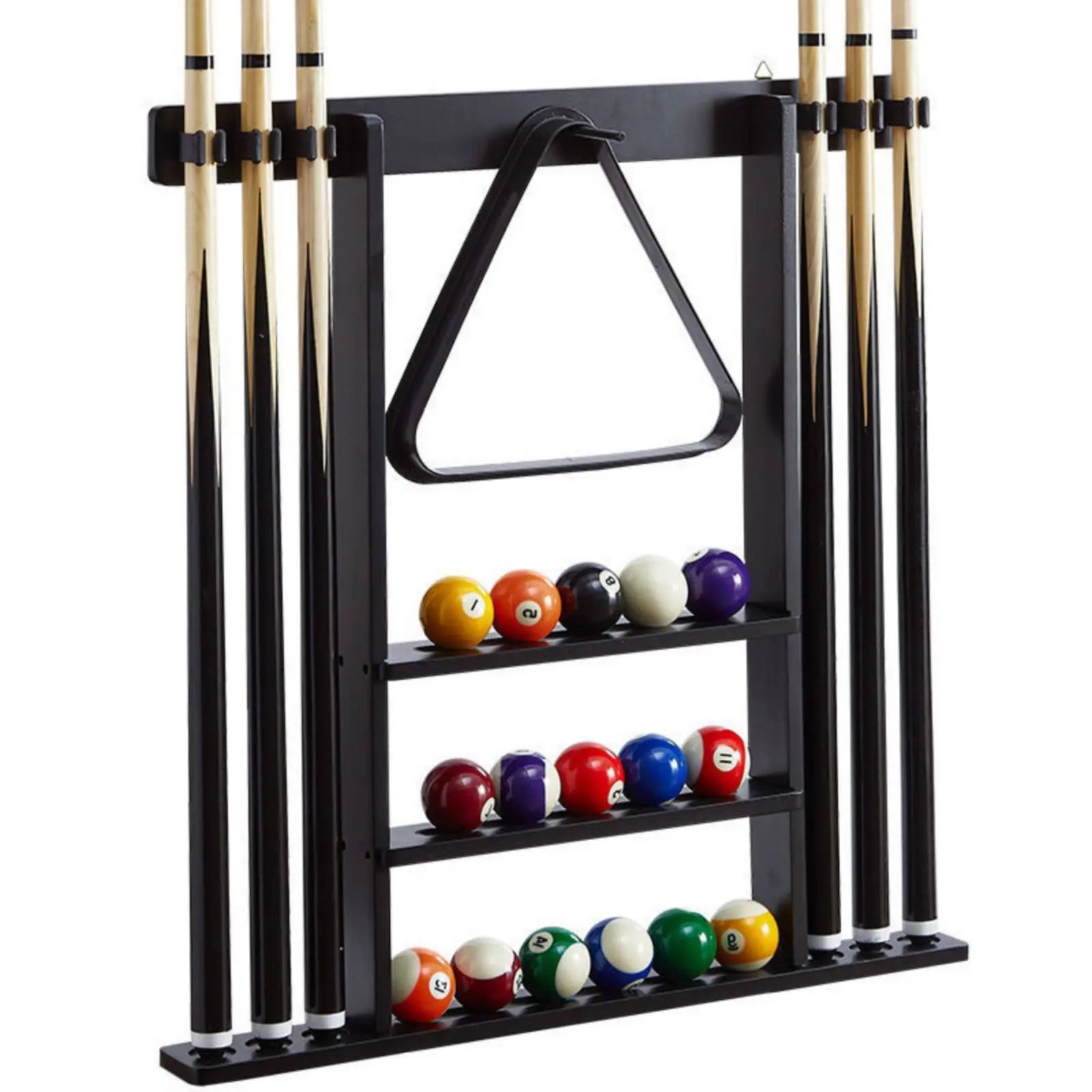 Billiard Cue Rack Black Finish Billiard Cue Stand Game Furniture Easy to Install Sports Storage Scratch Protection for Club Room view 4