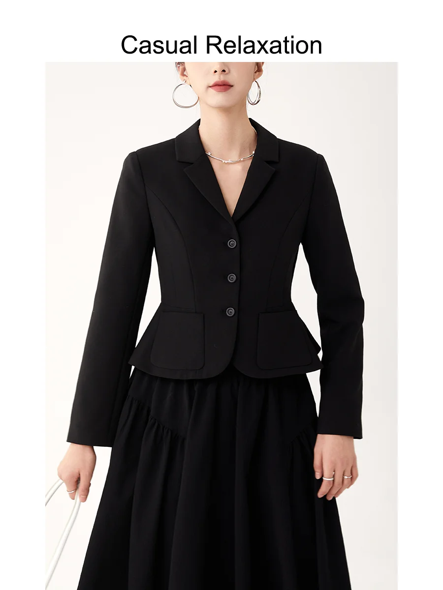 Ele Bla مصممة Jaet المرأة ربيع 2024 سليم صالح معطف زر التفاصيل البوليستر مزيج طويل Sve دعوى Sle ملابس خارجية