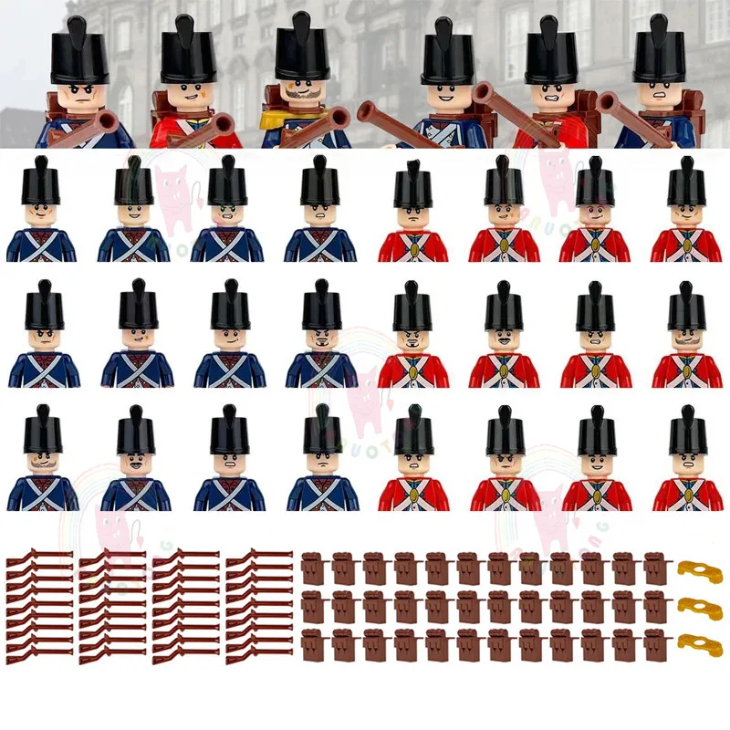 12pcs Imperial Navy Soldiers Building Blocks Napoleon\'s Army Compatible Classic Figures Accessories Weapons Bricks Kids Toys