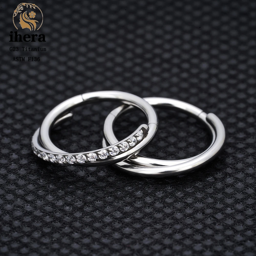 ASTM F136 Titanium 16G CZ Nose Ring Hinged Daith Hoop Earring Tragus Cartilage Lobe Conch Helix Septum Clicker Piercing Jewelry