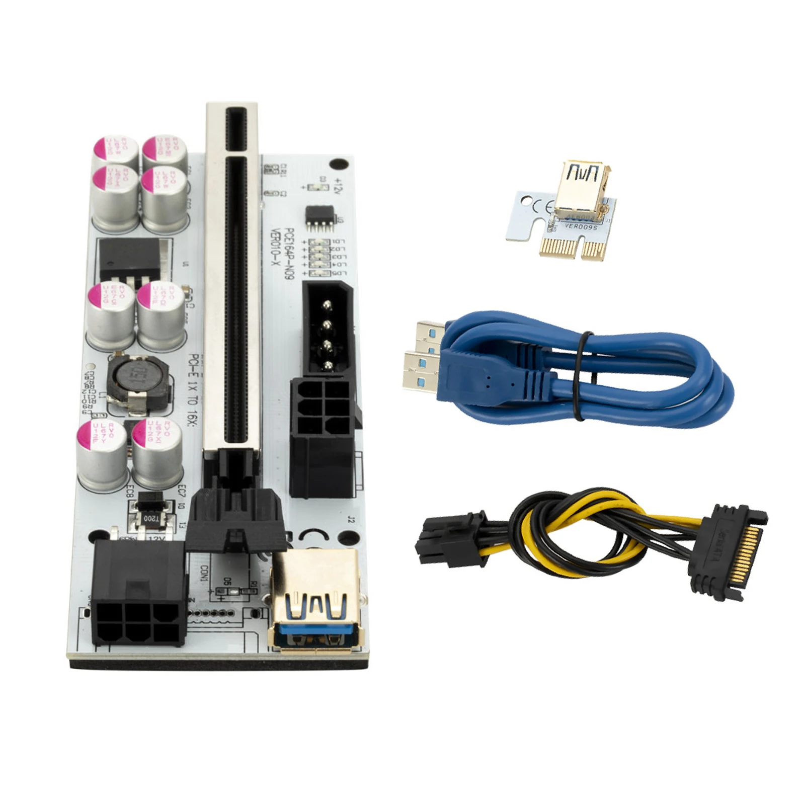 VER010-X Pcie Riser 010 Express X16 Cabo Riser, untuk kartu Video 6Pin daya 8 kapasitansi untuk penambang tambang