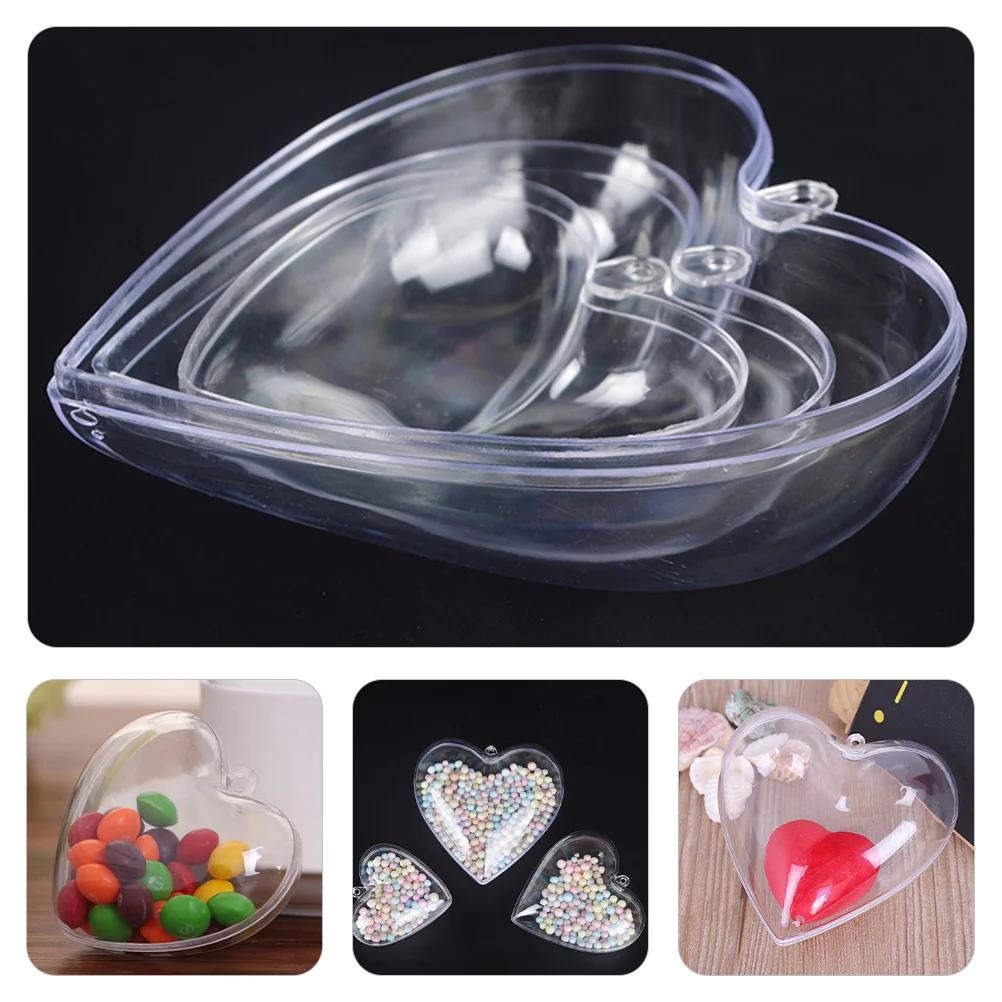 

12Pcs Transparent Heart Christmas Balls Fillable Plastic Ornaments DIY Decorative Hanging Balls Xmas Party Christmas Tree Decor