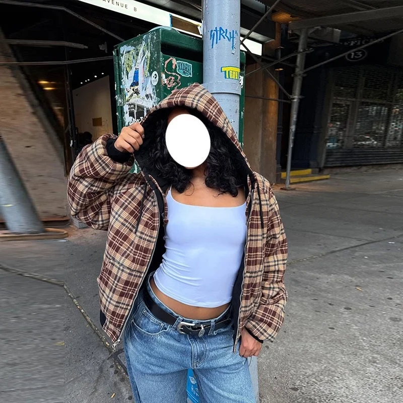 

Молодежная толстовка-худи на молнии в полоску, свободного кроя, с длинными рукавами, теплая, в стиле кэжуал, для повседневной носки, в стиле Cleanfit.