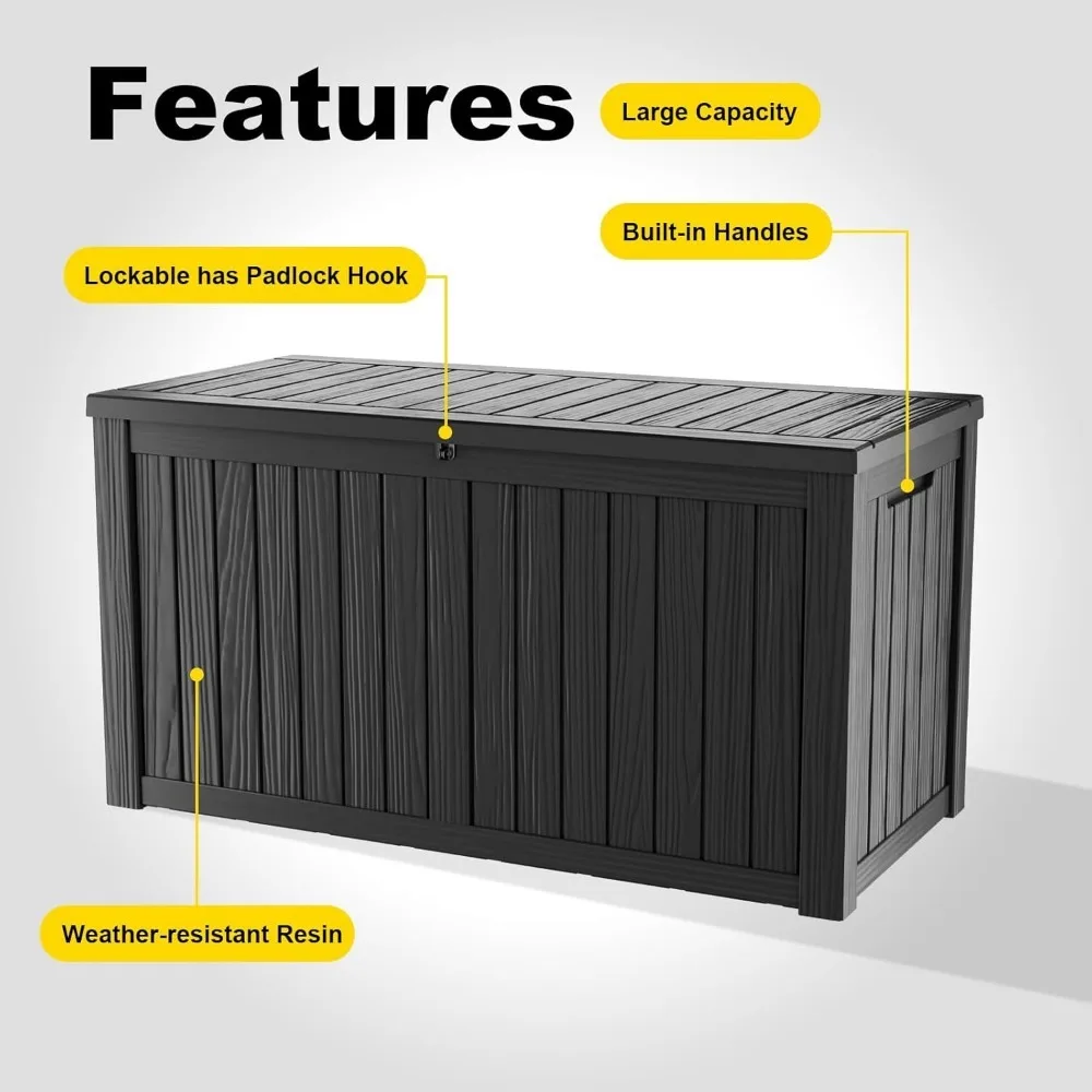 150 Gallon Outdoor Storage Box, Large Waterproof Deck Box, Lockable Resin Storage Container with Reinforced Support for Patio