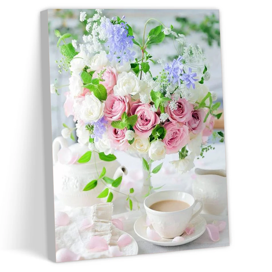 CHENISTORY Painting By Numbers Frame Unframe Draw Pictures By Numbers Flowers Vintage Home Decor Diy Art Stuff Modern Drawing