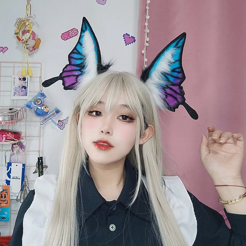Accessoires pour cheveux Lolita papillon, oreilles d'Halloween, couvre-chef pour spectacle de festival, jeu de rôle, accessoires de coiffure avec nœud