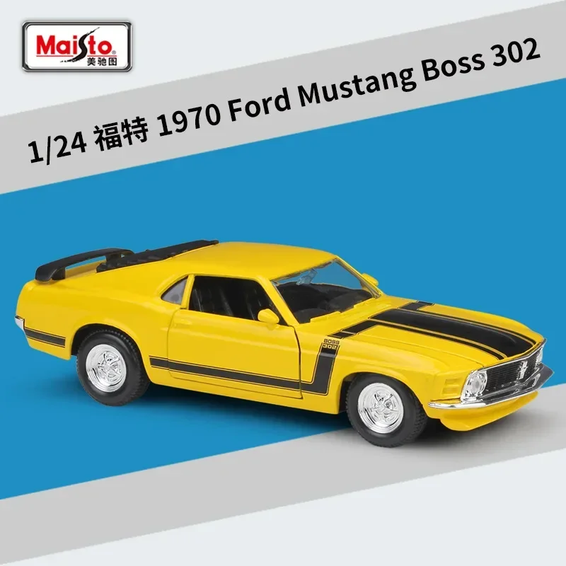 Maisto 1:24 1970 Ford Mustang BOSS 302 Mustang Roadster Ford Mustang Simulation Alloy Car Model collection gift toy B21