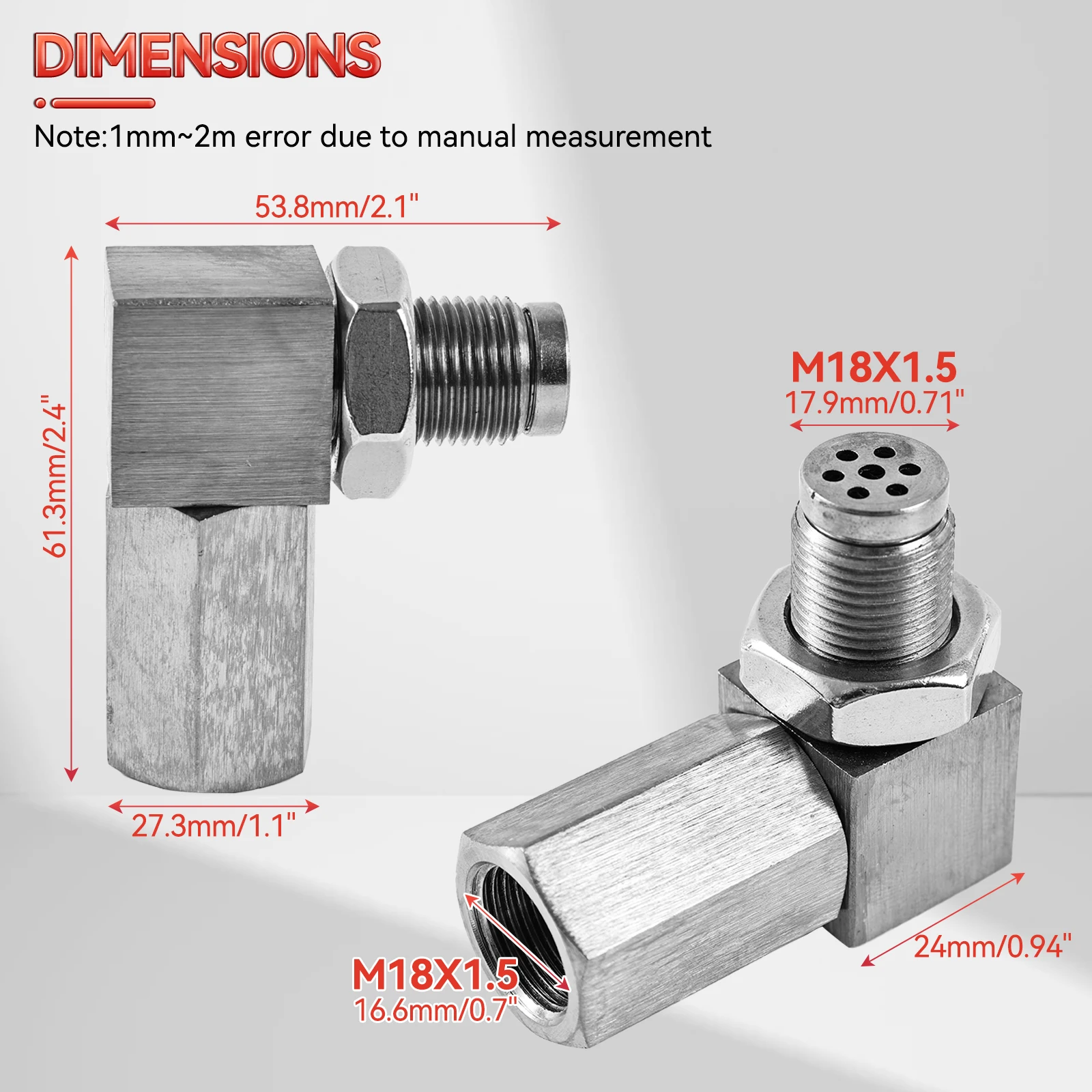 O2 Oxygen Sensor Extender 90 Degree Mini Catalyst Lambda O2 Adapter CEL Fix M18*1.5 Universal Oxygen Sensor Spacer P0420 P0430